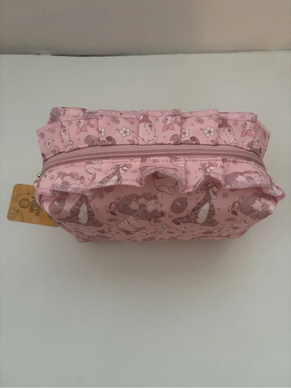 Disney Winnie The Pooh Spring Quilted Ruffle Makeup Bag Zip Closure